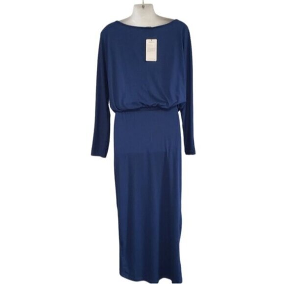 New Women's Pretty Garden Dress Blue Size Medium Long Sleeve - Picture 2 of 13